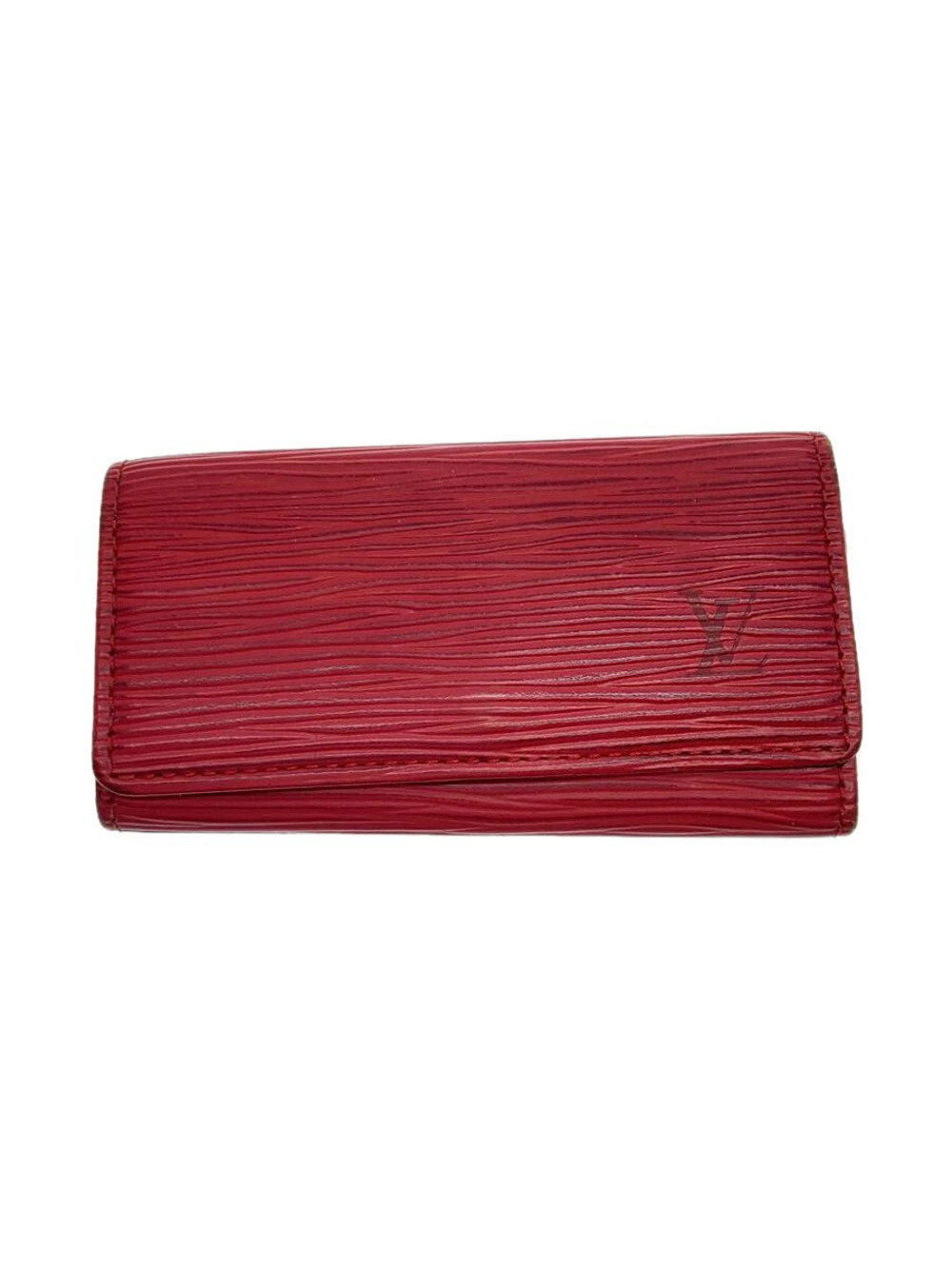 LOUIS VUITTON Card Case Wallet Leather RED Animal